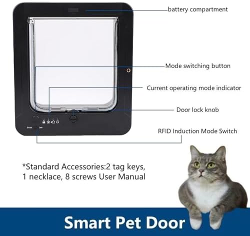 Cosiki Smart Cat Door Smart Sensing Technology Collar Automatically Identify Plastic Pet Door with Collar Activated Dual Entry and Exit Options Easy Installation for Cat Dog Pet