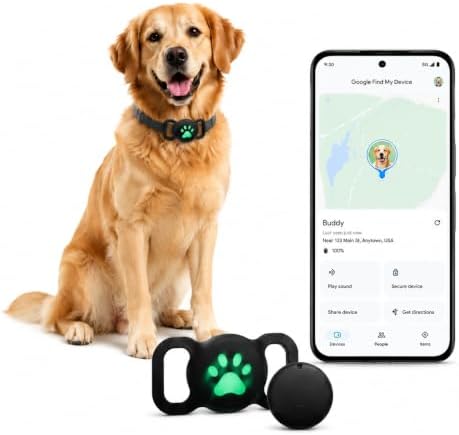 GPS Collar for Dogs, Pet Tracker for Dogs (Android Only), Waterproof Smart Tag Compatible with Google Find My, No Monthly Fee, Dog GPS Tracker Collar for Small Large Dogs (Tracker for Dog)