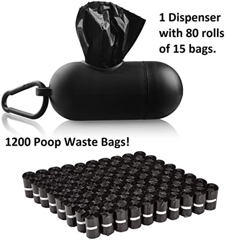 Pets First Cool and Sporty Poop Bag Dispenser with A Leash D Ring and with 1200 Premium Dog Poop Bags