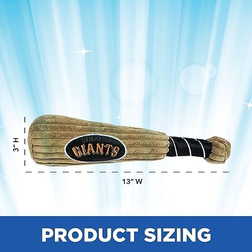 MLB San Francisco Giants Baseball Bat Toy for DOGS & CATS. Soft Corduroy Plush Dog Toy with Inner SQUEAKER, MLB Chew Toys for Dogs or Cats. Durable Fun Interactive Dog Toy with Team Names and Logo