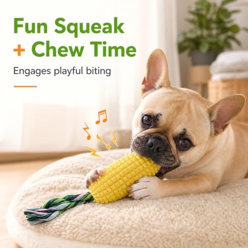 1 Piece Corn Dog Chew Toy for Dogs - Interactive Floating Teething Toy, Durable TPR Chew Toy for Aggressive Chewers, Puppy Teething & Dental Care Toy for Small Medium Large Dogs, 5.6x5.6x14.7cm