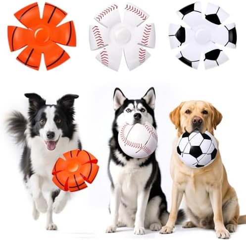Abbylike 3 Pcs Magic Bouncing Ball Dog Flying Disc Toy