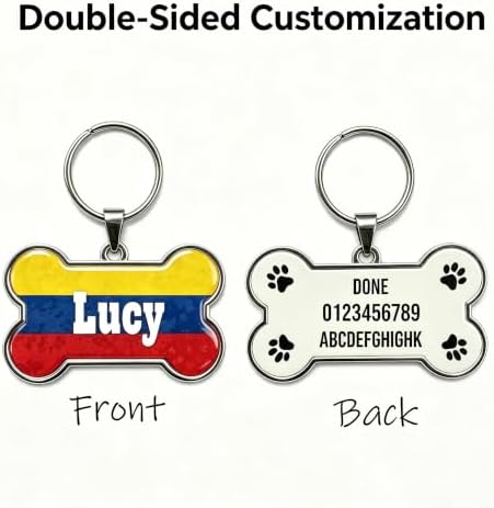 HSIAHOU Custom Pet ID Tags, Personalized Dog Tag Cat Tag(Colombia)