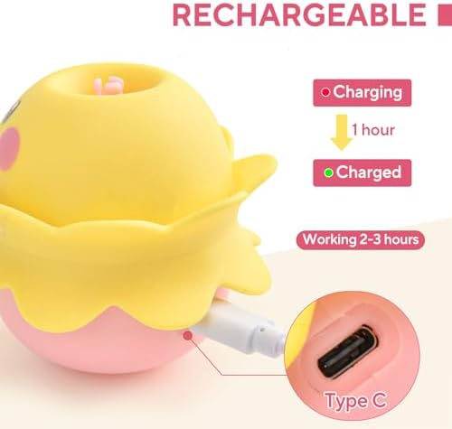 LIFLIX Interactive Automatic Cat Feather Toy, Rotating with LED Light, Rechargeable Electronic Chirping Toys for Indoor Cats, Yellow