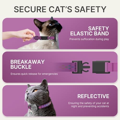 AirTag Cat Collar, Reflective Breakaway Collar, Hidden Holder with Bell | Compatible with Apple AirTag 1st & 2nd Gen, Lightweight Water-Resistant Strap for Cats, AirTag Not Included