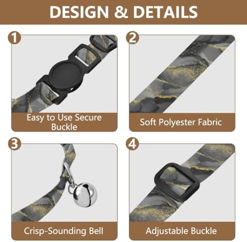 Marble Gray Cat Collar 2 Pack Dog Collars for Small Dogs Adjustable 10.6 to 17.1 Inches