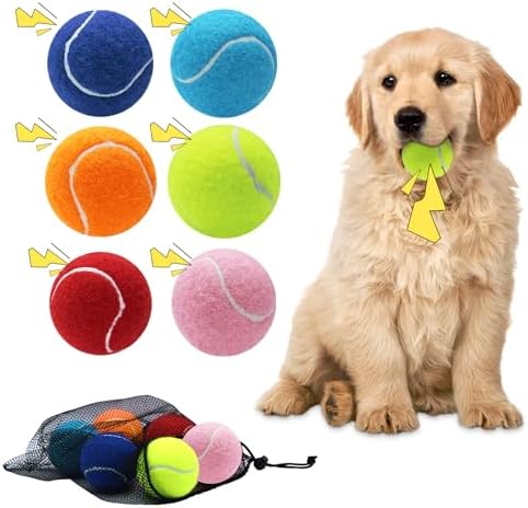Magicorange Dog Tennis Balls, 6 Pack 2.5 inch Squeaky Tennis Balls