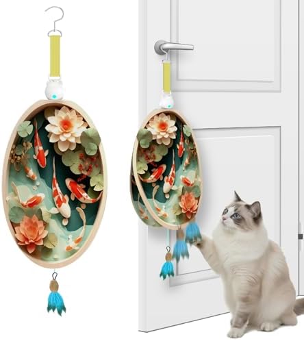 OtterVerz 11 Interactive Cat Toys for Indoor Cats, Automatic Concealed Hide and Seek Hanging Feather Cat Toy, Rechargeable Motion-Activated Enrichment Toys for Bored Adult Cats (Fish Pond Pattern