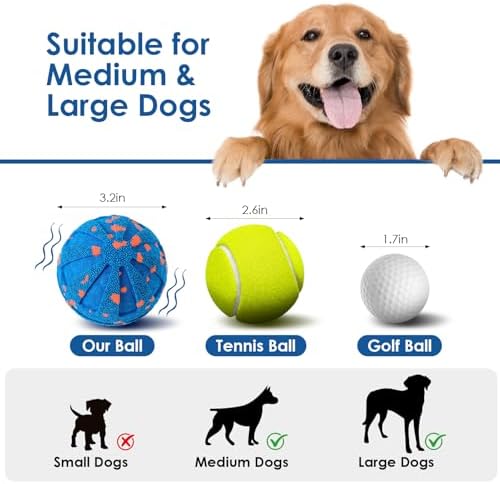 Interactive Dog Toy Ball for Medium Large Dogs, Automatic Moving & Bouncing Dog Ball, Rechargeable Waterproof Dog Enrichment Toy for Aggressive Chewers Indoor Outdoor Play(Blue)