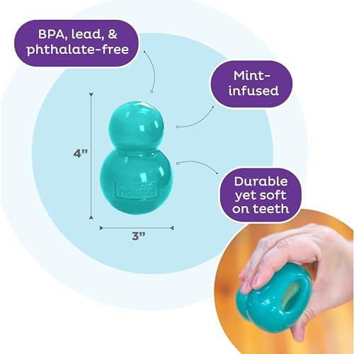 Outward Hound Double-Tuff Stuffable Dog Toy, Medium Blue, 3.9" x 2.5" – Treat Dispensing Chew Ball for Small to Medium Dogs, Interactive Puzzle Toy for Enrichment & Slow Feeding