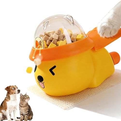 Interactive Dog and Cat Treat Dispenser - Slow Feeder Puzzle Toy | extra-large pedal, adjustable food outlet fits different kibble & treats, slow eating, mental stimulation, IQ training