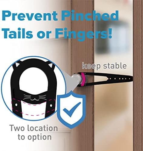 Neobay Cat Door Latch with Stabilizer, Keeps Dogs Out of Litter Box | 7 Sizes Adjustable (1.5-6 Inch), No-Drill Install, Portable, Pinch-Guard Safe, Cat Door Stopper & Holder, Black, 2 Packs