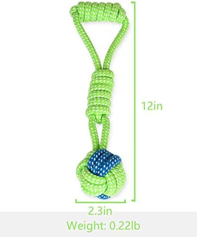 Sunglow Dog Toy Interactive Chewing Rope Ball Toys Natural Cotton Washable Durable Tug of War for Small Medium Dogs Puppies Training Playing Teeth Cleaning (Drop Ball)