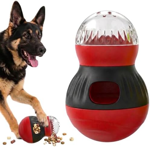 Adjustable Slow Feeder Ball, Chew Resistant Dog Puzzle Toy, Red