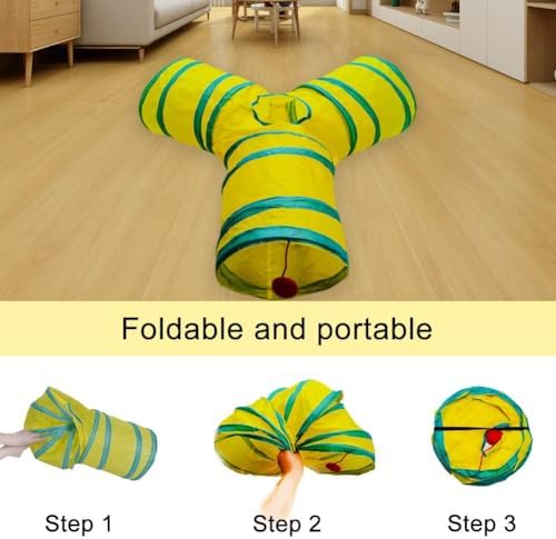 Cat Tunnel Tube Toys, 3 Ways Tunnels for Indoor Cats with Play Ball