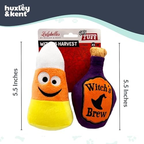 Huxley & Kent Tiny Tuff Plush Dog Toy, Witch's Harvest (2 Pack)