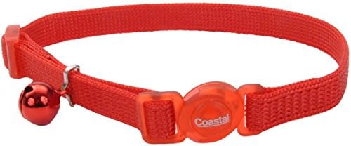 Coastal Pet Products CCP7001RED Nylon Safe Cat Adjustable Breakaway Collar with Bells, Red