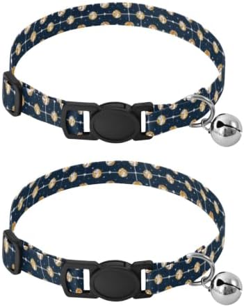 Volley Galaxy Navy Metal Bell Included Kitten Collar 2 Pack Dog Collars for Small Dogs
