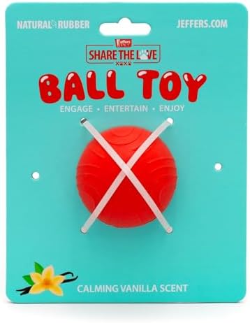Jeffers Pet Natural Rubber Dog Chew Toy – Red Bouncing Ball with Waves, Medium – Vanilla Scent, Durable, Non-Toxic, Dishwasher Safe, Interactive Fetch & Tug Toy - Perfect for Training