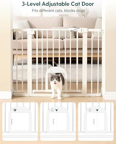Babelio 36" Tall Baby Gate with Cat Door, CatPrivilege III, 29-43"