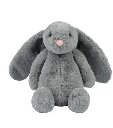 Best Pet Supplies Bunny Buddy Squeaky Plush Dog Toy - Gray | Soft Plush, Squeaks & Crinkles, Perfect for Moderate Chewers, Toss & Fetch Play, Stress & Anxiety Reliever, Ideal Gift Toy