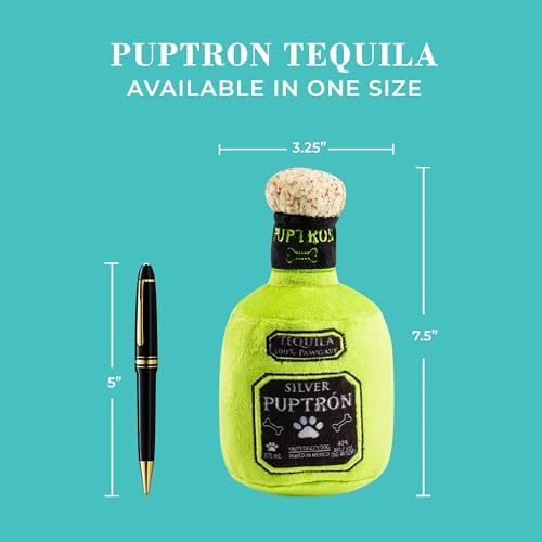 Haute Diggity Dog Puptron Tequila Plush Dog Toy, Drink Parody Chew Toys