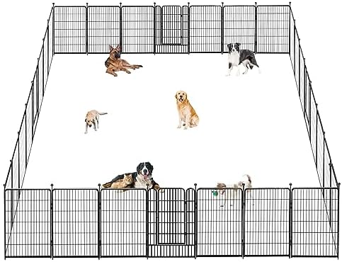 Dog Pen Portable Dog Fence Dog Playpen for Large Dogs, 40" Tall Dog Playpen Dog Fencing Outdoor 30 Panels Black Metal Dog Play Pens Exercise Fencing with Door Pet Play Pen for Camping, Yard