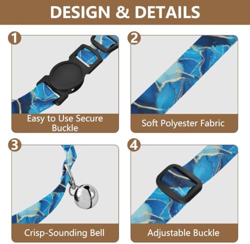 Blue Marble Textures Fluid Easy to Clean Pet Collars 2 Pack Lightweight Pet Collar for Cats and Dogs
