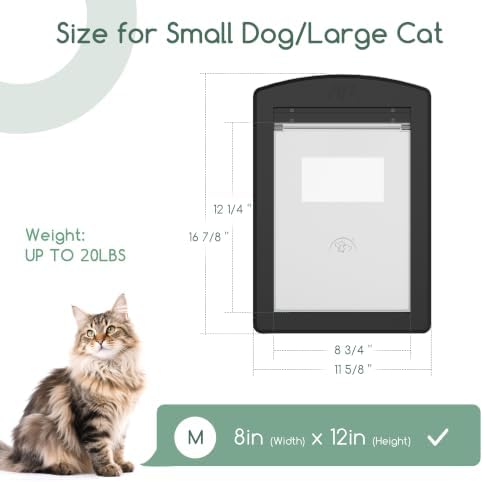 Large Cat Door with Sliding Lock Panel and Magnetic Flap