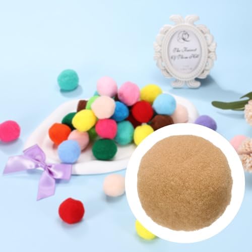 Cat Toy Pom Ball, Interactive Cat Ball Toys Fuzzy Pompoms (Plush, 1.2Inch, 30Pcs, Khaki) for Kittens Pet Enrichment Training Play Indoor