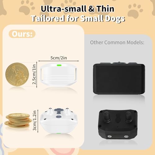 Shock Collar for Small Dogs, Electric Dog Training Collar with Remote,Tailored for 5-30lbs Small Dogs,3 Training Mode Beep, Vibration, Safe Shock(0-9) Waterproof, 1900ft Range (White, Small)