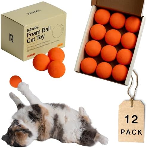 Rawry Foam Ball Cat Toy for Indoor Cats & Kittens,12 Pack, Orange