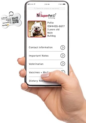 Dynotag® Web Enabled Super Pet ID Smart Tag with DynoIQ™ & Lifetime Recovery Service. Play Series: Bone (Bone Storm)