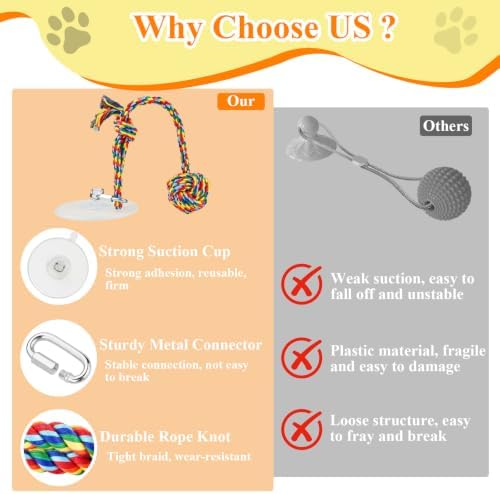 Suction Cup Tug of War Toy for Small Dogs Interactive Dog Rope Toy