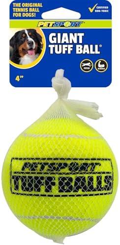 PetSport Giant Tuff Ball - Giant Tennis Balls for Dogs, Great for Boredom & Aggressive Chewers, Dog Toy, Giant Tennis Balls for Large Dogs, Certified Non-Toxic, Won't Wear Down Teeth - 4"