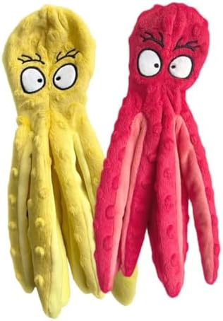 Squeaky Dog Toys – No-Stuffing Crinkle Plush, Durable Puppy Teething & Interactive Play, 2-Pack
