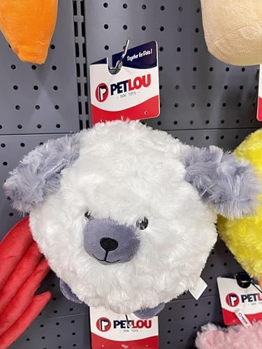 Pet Lou Dog Ball, 8-inches Height, White and Gray, Plush