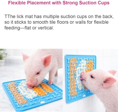 3Pcs Pig Enrichment Toys, Silicone Lick Mat for Mini Pigs with Spatula, Suction Cup Slow Feeder Enrichment Mat for Powder Slurry, Soft Food & Pellets, Toy for Mini Pigs.