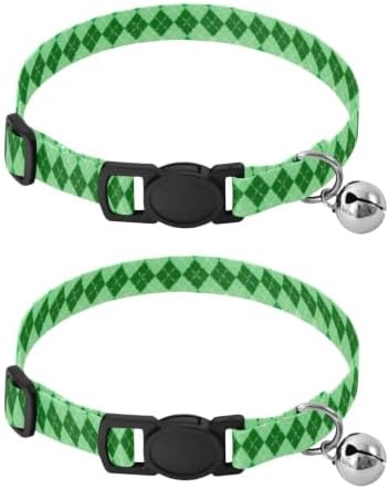 Prep Plaid Green Adjustable Buckle Kitten Collars 2 Pack Collar for Cats