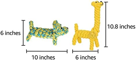 SunGrow Cotton Rope Dog Toys, 2 Pack Puppy & Giraffe for Light Chewers