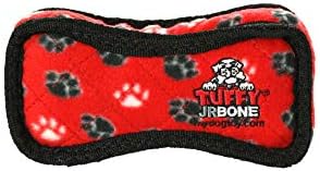 TUFFY - World's Tuffest Soft Dog Toy - Junior Bone -Squeakers -Multiple Layers. Made Durable, Strong & Tough.Interactive Play(Tug, Toss & Fetch). Machine Washable & Floats (Red Paw, Bone2 2 Pack)
