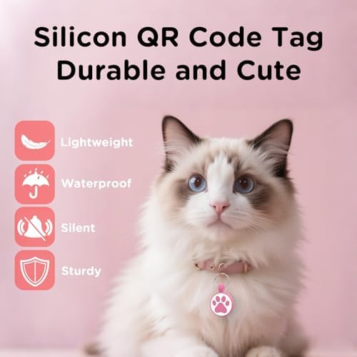Personalized Dog Tag, Laser Engraving QR Code, Silicone Dog ID Tag, Pet Online Profile, Scan QR Code Send Location, Collar Harness Accessories (Medium to Large Breeds - 1.25", Rose)