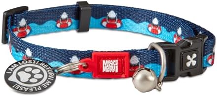 Max & Molly Fun & Whimsy Cat Collar w/Jingle Bell, Breakaway Safety Buckle, Adjustable Sizing & Smart ID Personalized Tag for Girl or Boy Cats/Kittens, Frenzy The Shark Design