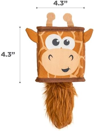 Outward Hound Fire Biterz Cubez Brown Giraffe Squeaky Ballistic Firehose Dog Toy, Small
