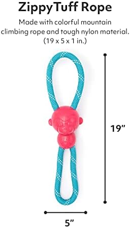 ZippyPaws - RopeTugz Pink Aggressive Chewers Dog Toy - Durable Rope, Squeaky Chew Toy, Perfect for Tug of War, Suitable for Small, Medium, and Large Breeds - Machine Washable