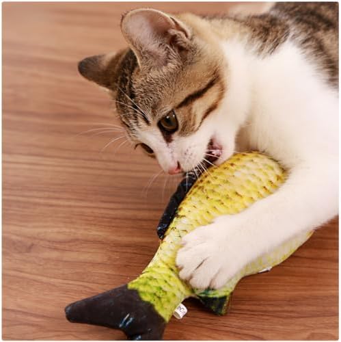 4Pack Realistic Catnip Toys Simulation Fish Shape Realistic Fluffy Catnip Doll Interactive Pets Pillow Chew Bite Supplies for Indoor Cats & Kittens, Soft Durable Teething Pet Gifts for All Breeds