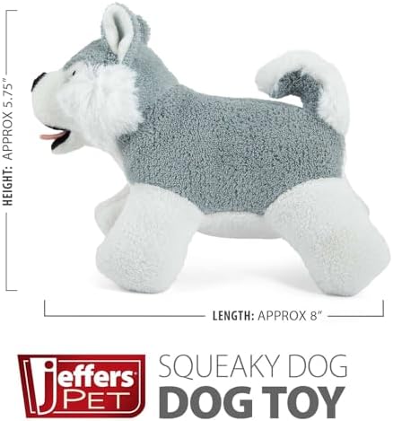 Jeffers Pet Animal Cuddlers Plush Squeaky Dog Toy, 8 in - Gray Husky