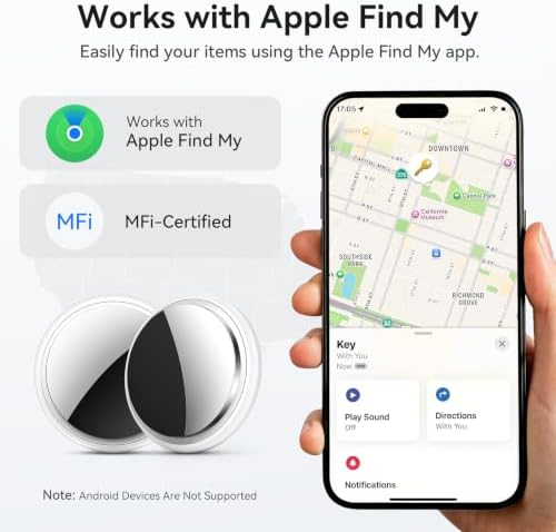 Air Tracker Tag-2 Pack, Smart Item Tags [Apple MFi Certified] | With Find My app (iOS Only), Key Finder Locator Luggage Tag for Keys, Bags, Wallets, Backpack, Suitcases, Replaceable Battery
