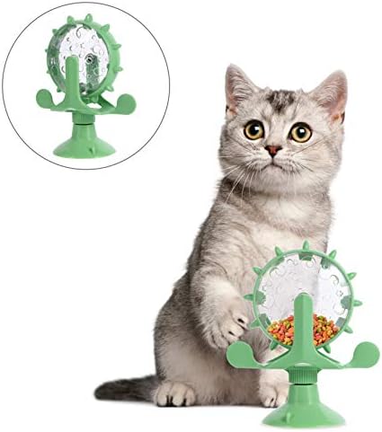POPETPOP Windmill Cat Treat Dispenser Toy: Cat Puzzle Dispenser Slow Feeder 360° Rotating Treat Toy Dog Food Pet for s