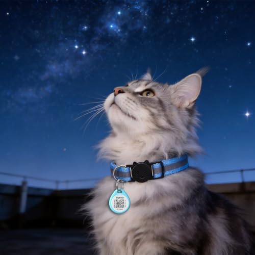 3 Pack Reflective Cat Collars with QR Code ID Tags, Breakaway Safety Nylon Cat Collars with Bell & Charms, Smart Pet ID with Online Profile, Adjustable Kitten Collars, Mixed Colors (3 Collars)